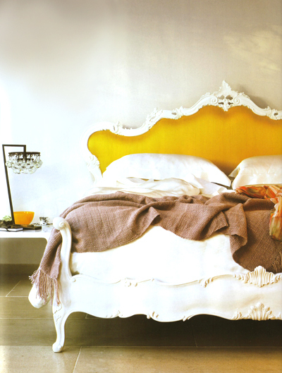 Headboards  Shelves on Feminine Headboard Is Striking With A Punch Of Rich Golden Yellow